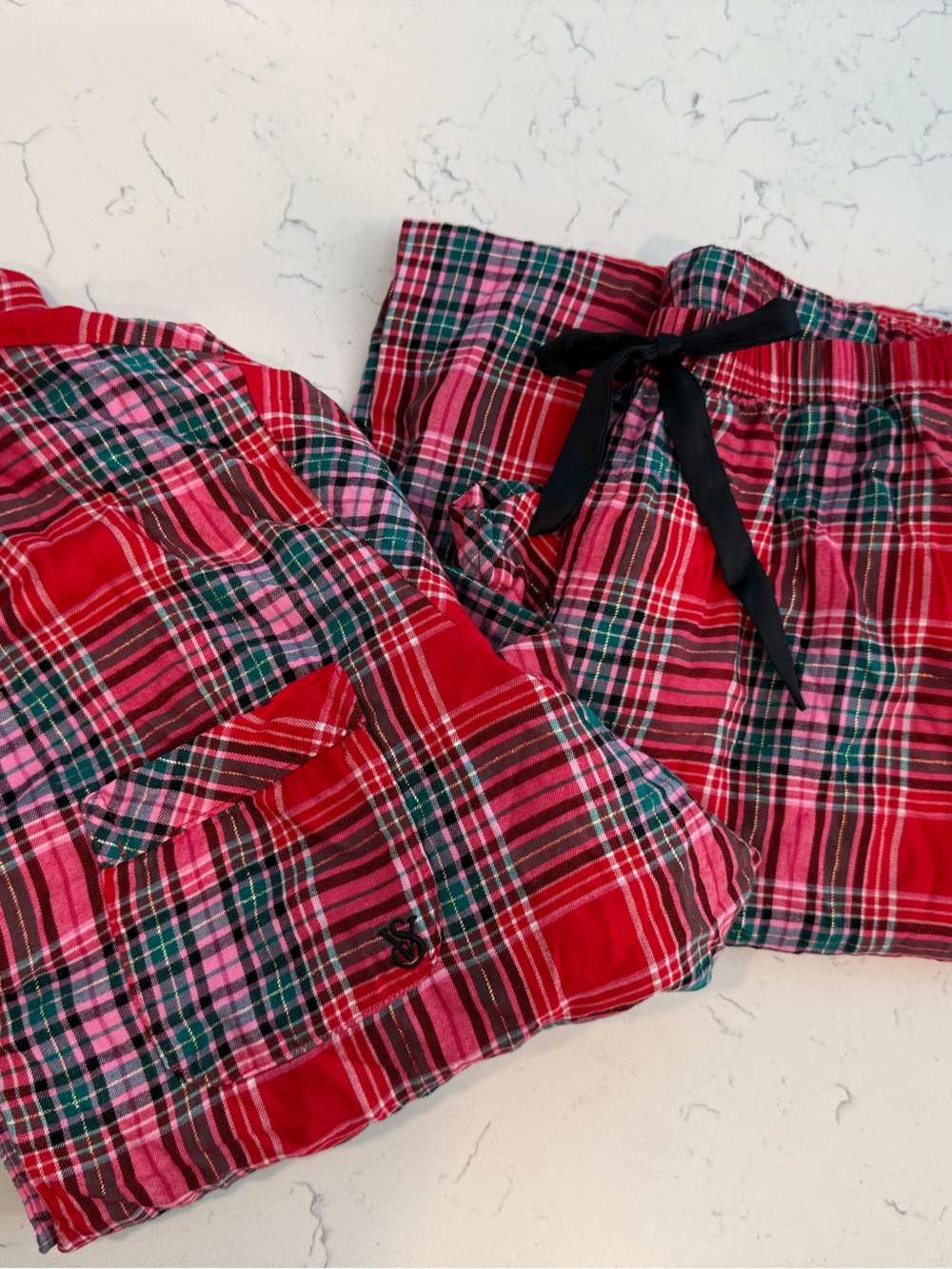Victoria's Secret Red Pink and Green Plaid Lounge pajamas
